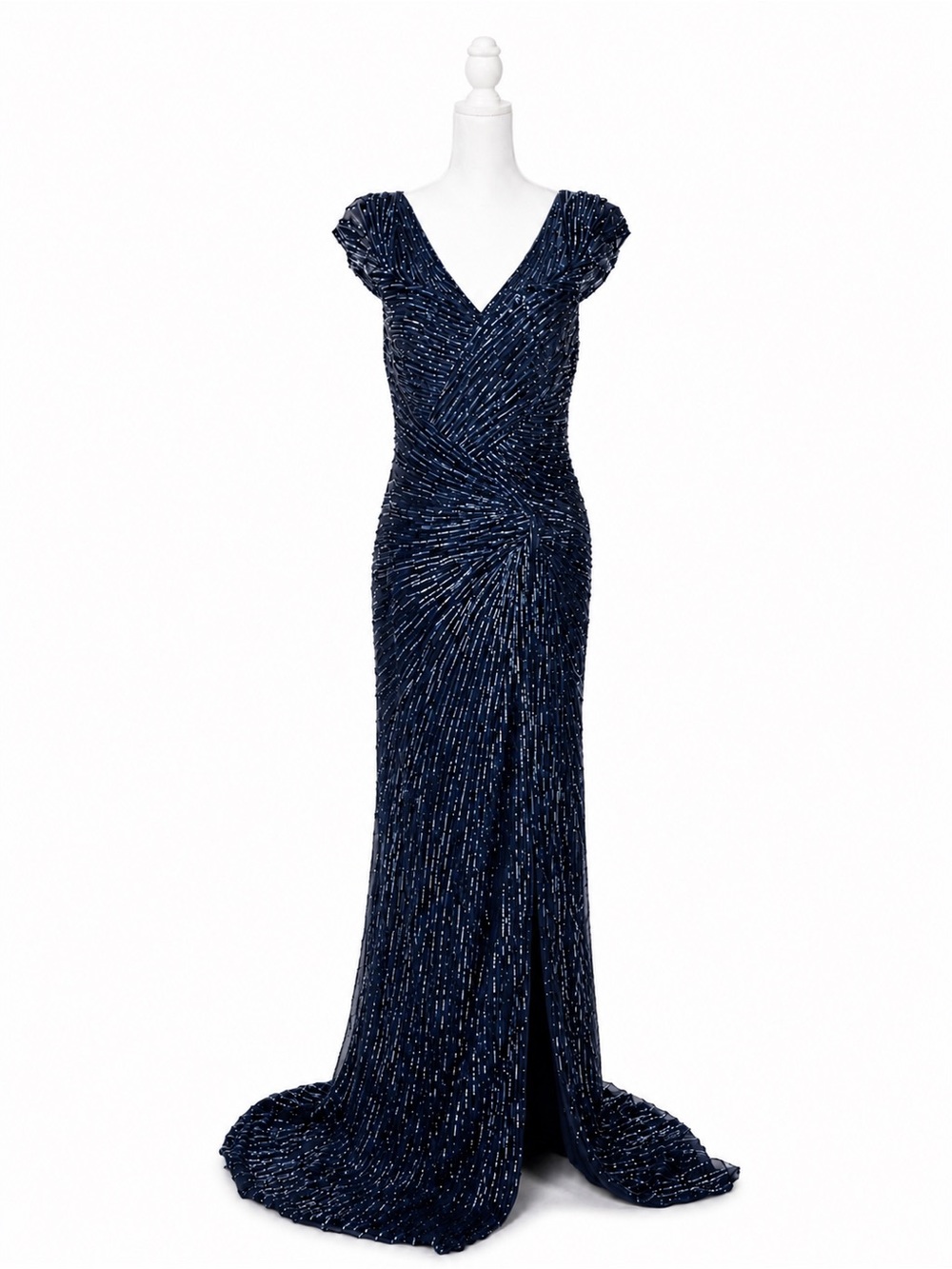Rene Ruiz Collection Navy Blue Sequin Evening Gown Size 16